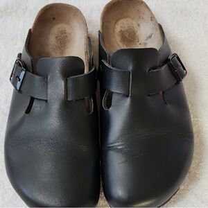 Birkenstock Black Leather Clogs